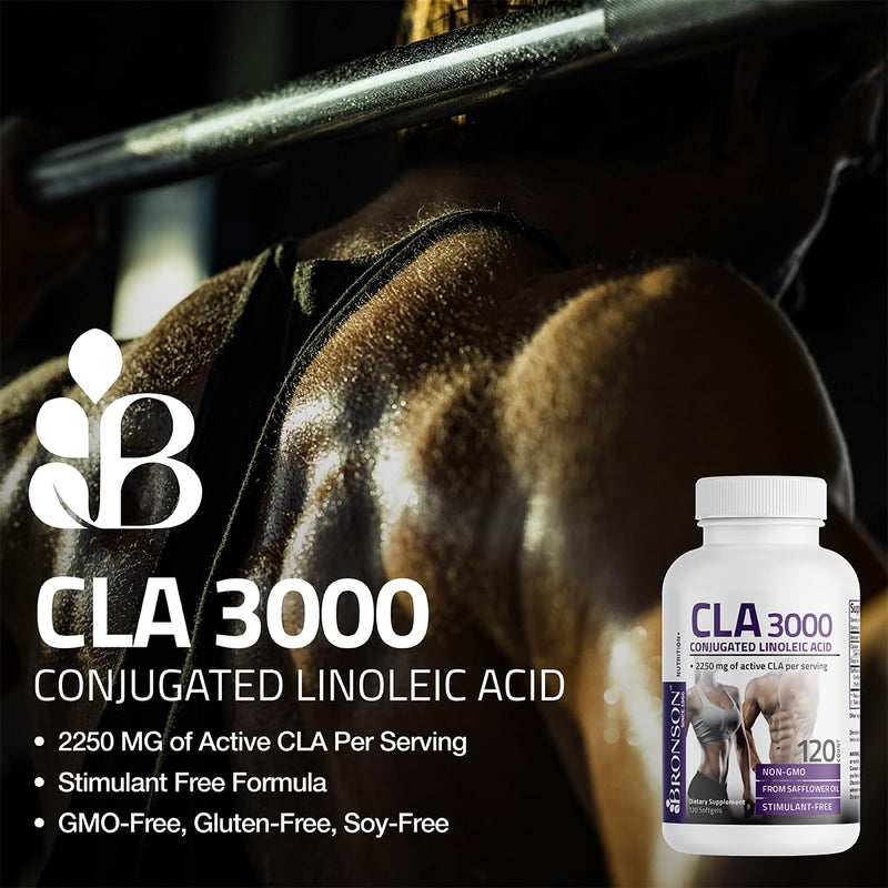 [Australia - AusPower] - Bronson CLA 3000 Extra High Potency Supports Healthy Weight Management Lean Muscle Mass Non-Stimulating Conjugated Linoleic Acid 300 Softgels 300 Count (Pack of 1) 