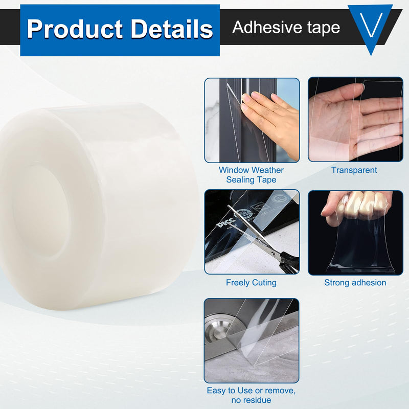 Window Insulation Tape for Winter Heavy Duty Weather Stripping Sealing Film Tape Draft Stopper 2 in x 105 Ft Keep Warm & Save Energy Easy Apply & Remove for Doors and Windows 2 IN * 105 FT