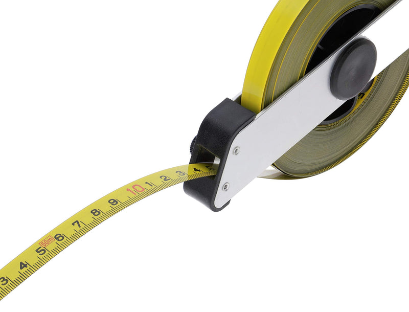 Prodiamant® Steel Tape Measure 50 m, Tape Width 13 mm | Tape measure, roll tape measure with centimetre and millimetre scale, folding crank, robust and rust-proof, durable 50m