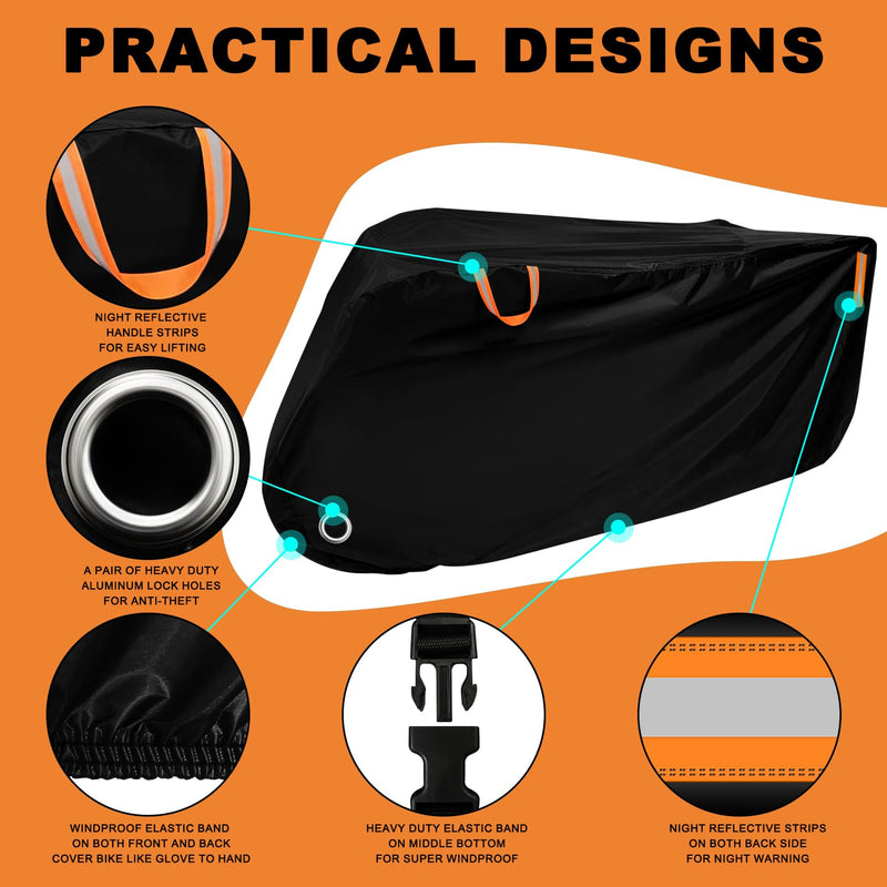 [Australia - AusPower] - Adult Tricycle Cover Outdoor Storage Waterproof ,Heavy Duty Anti-UV 420D Tearproof Bike Covers Fit for Electric Trike,3 Wheels eTrike Bicycle, All Weather Use,Windproof Buckle,Lock Hole 