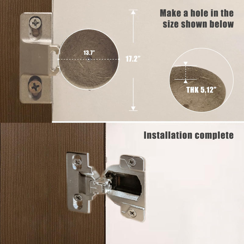 110-Degree Cabinet Door Hinges - Replacement for Blum Compact 33 Self-Closing Hinges, Adjustable Screw-On Design for Open-Side/Standard Cabinets, Soft-Close Durable Steel (Sliver, 8 Pack) Sliver