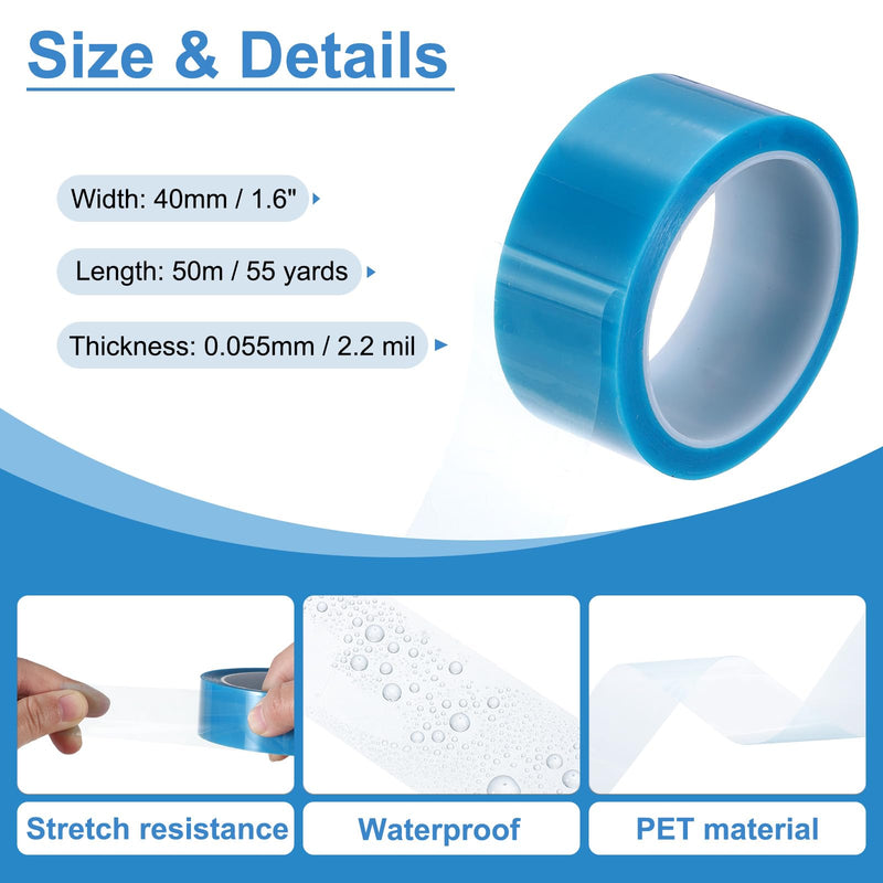 PATIKIL 40mm x 50m Refrigerator Tape PET Fridge Non-Residual Adhesive Tape for Fixing Drawer Refrigerator Air Conditioner Printer Sky Blue