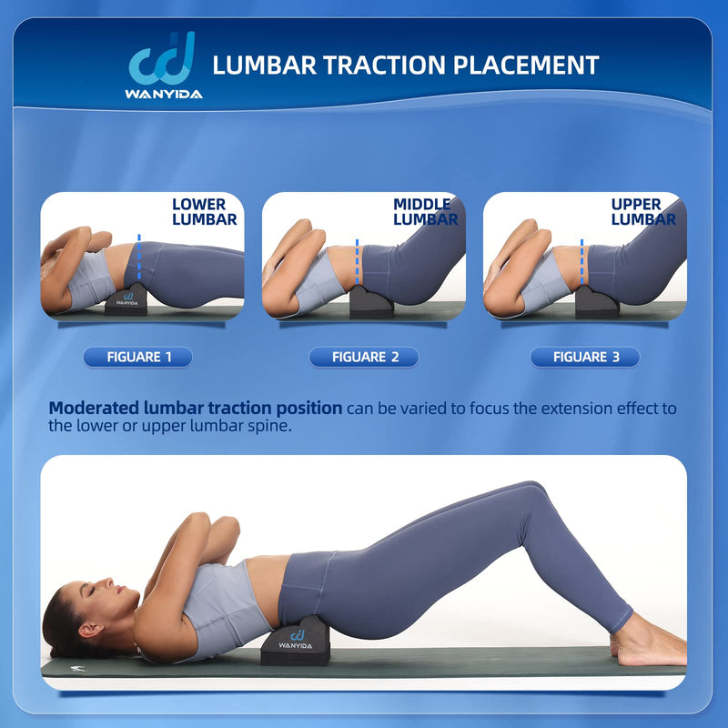 [Australia - AusPower] - WANYIDA Lumbar Orthotic Traction Roll Device, Lower Back Stretcher for Pain relief, Back Traction for Lumbar Decompression, 3 Height Adjustable Lumbar Stretcher, Chiropractic 