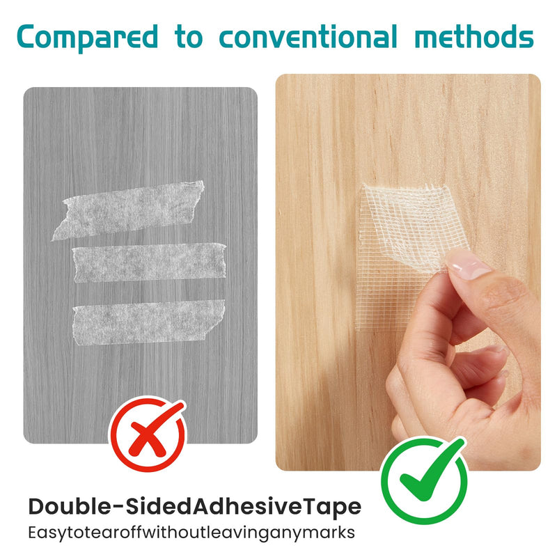 Vocander Versatile Bed Skirt Clips & Holders - Strong Double Sided Tape for Bed Skirts, Sofa Covers, Rugs, Tablecloths, Posters (Semi-Transparent, 10 Sheets, 40 Strips Total)