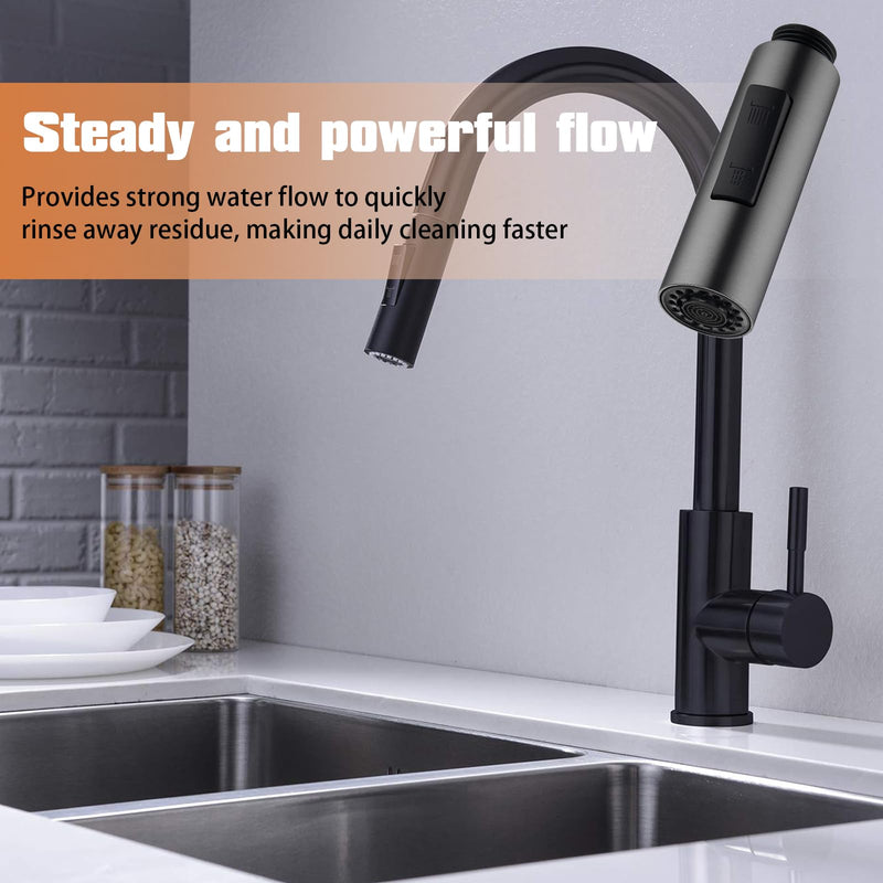 [Australia - AusPower] - XoeLLe Shower Head Kitchen Tap, Shower Head, Tap Attachment Kitchen, Tap Extension, Kitchen 2 Modes Pull Out Kitchen Taps, Sink Mixer Tap for (Style B-Black) Style B Black 