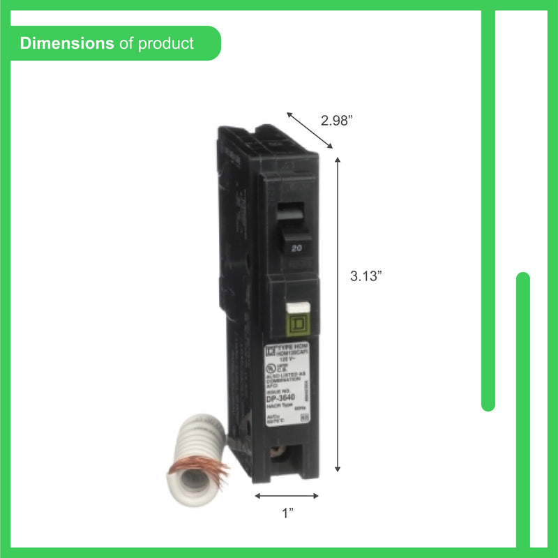 [Australia - AusPower] - Square D by Schneider Electric HOM120CAFIC Homeline 20 Amp Single-Pole CAFCI Circuit Breaker 