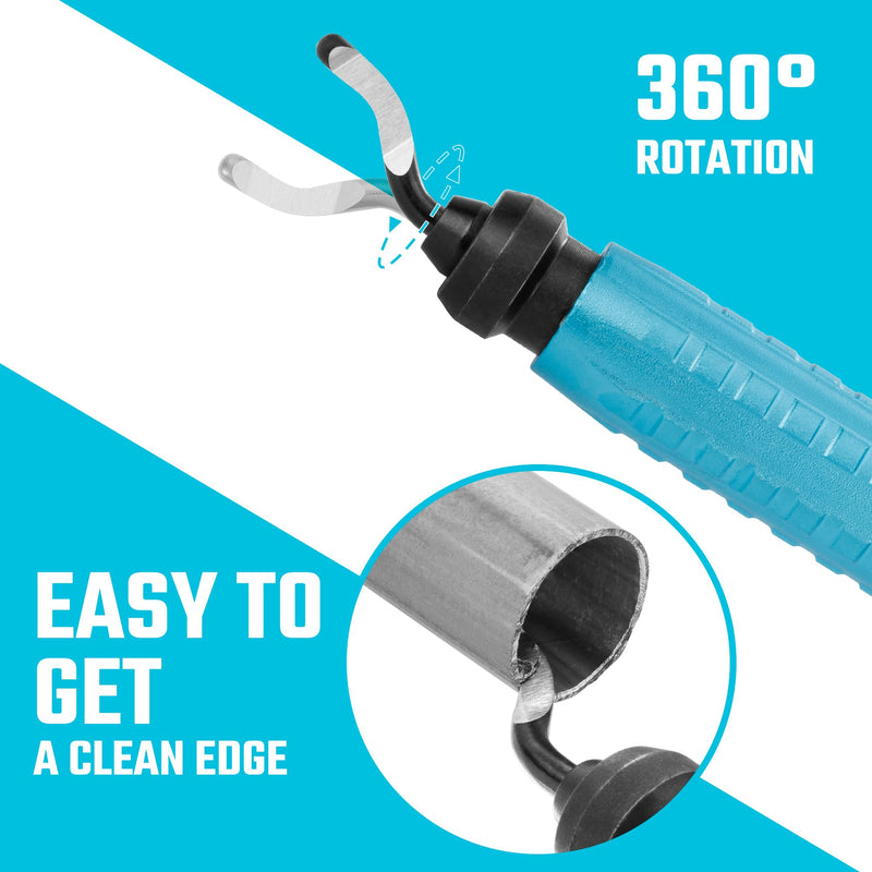 [Australia - AusPower] - DURATECH Deburring Tool with 12-Piece M2 High Speed Steel Blades, 360° Rotation, Ideal for Metal, Aluminum, Copper and PVC Use 