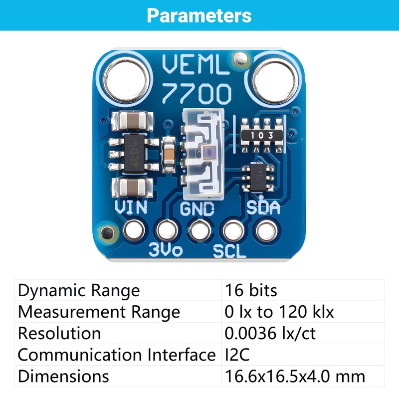 [Australia - AusPower] - 2pcs VEML7700 Ambient Light Sensor I2C IIC Communication Interface Light Sensors Moudule for Arduino 