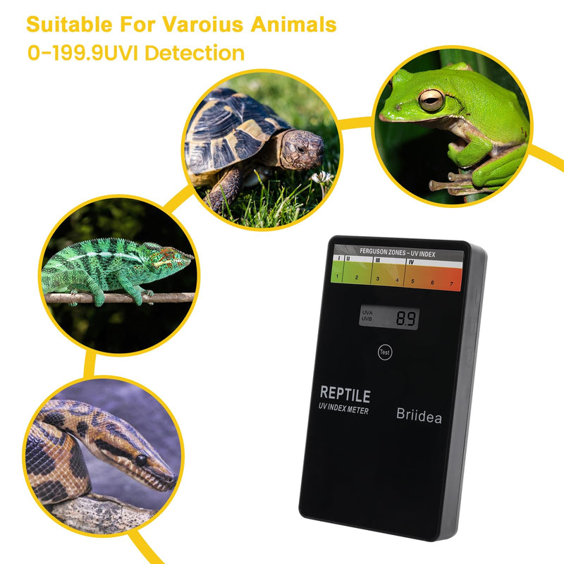 [Australia - AusPower] - Reptile U/V Meter, Briidea U/V/B Index Meter, Measures 280-400nm with Range from 0-199.9 U/V Index, Make Sure Your Reptile & Amphibian Gets the Right Amount of U/V Light 