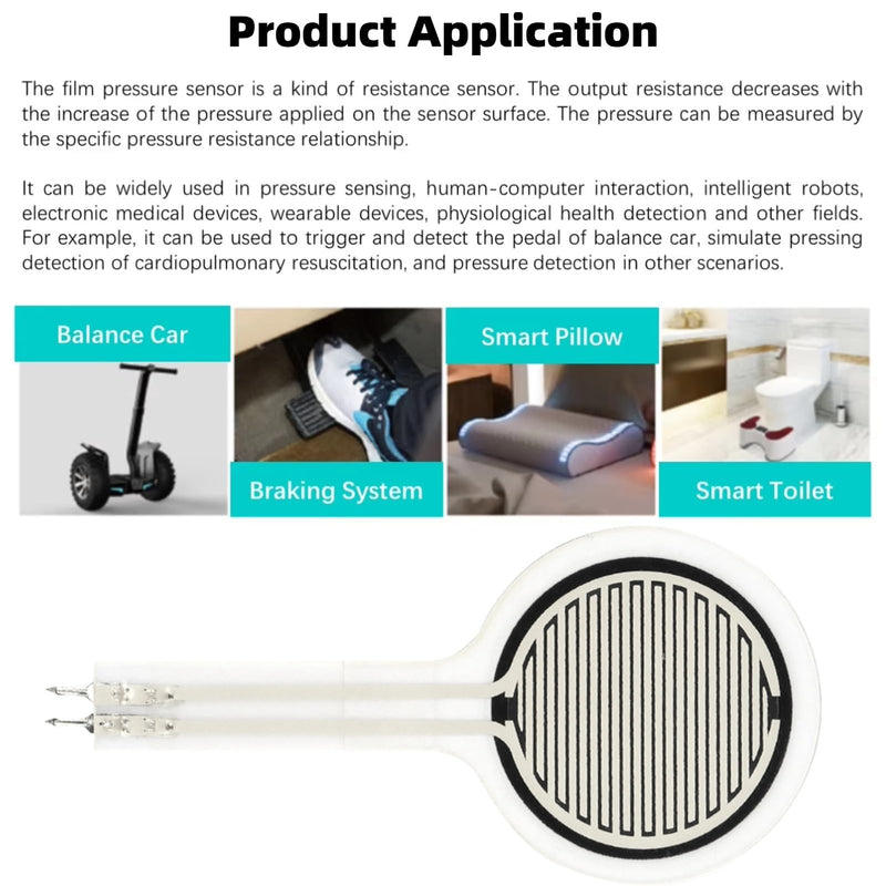 [Australia - AusPower] - Force Sensitive Resistor, Round Force-sensitive Resistor Thin Film Pressure Sensor MD30-60 0~30KG Resistive Film 30mm Force Sensing Resistor 