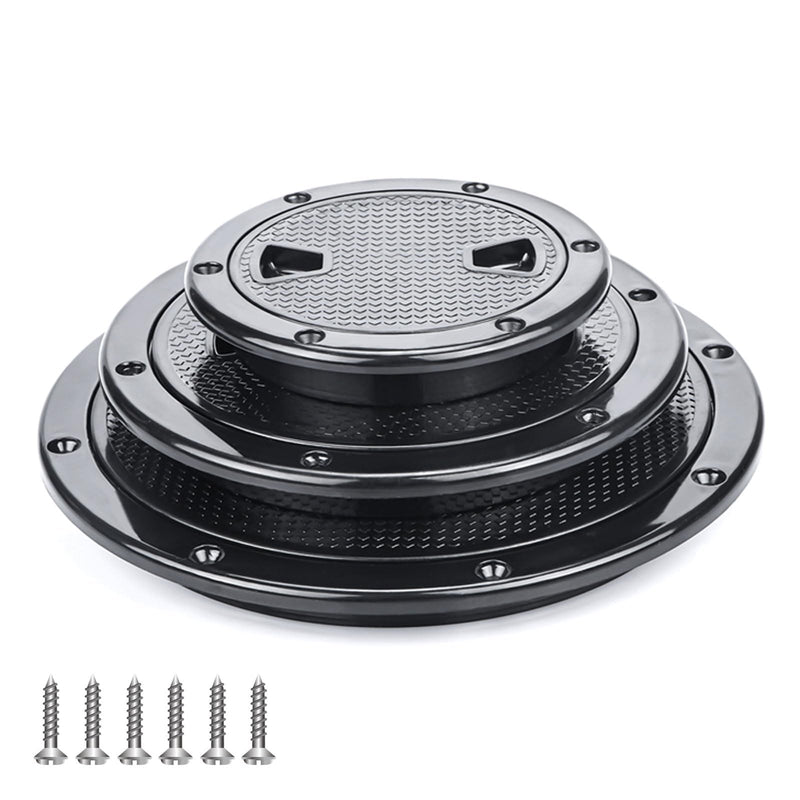 Hoffen Boat Hatch, 4" 6" 8" Round Non Slip Inspection Hatch w/Detachable Cover for Marine Boat Yacht Black 8 Inch