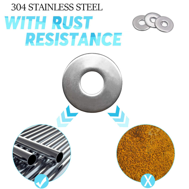 [Australia - AusPower] - 3/8" x 1" OD Stainless Fender Flat Washer 50 Pcs,1" Outside Diameter, 0.080" inch Thickness,18-8 (304) Stainless Steel 3/8" x 1" - 50 pcs 