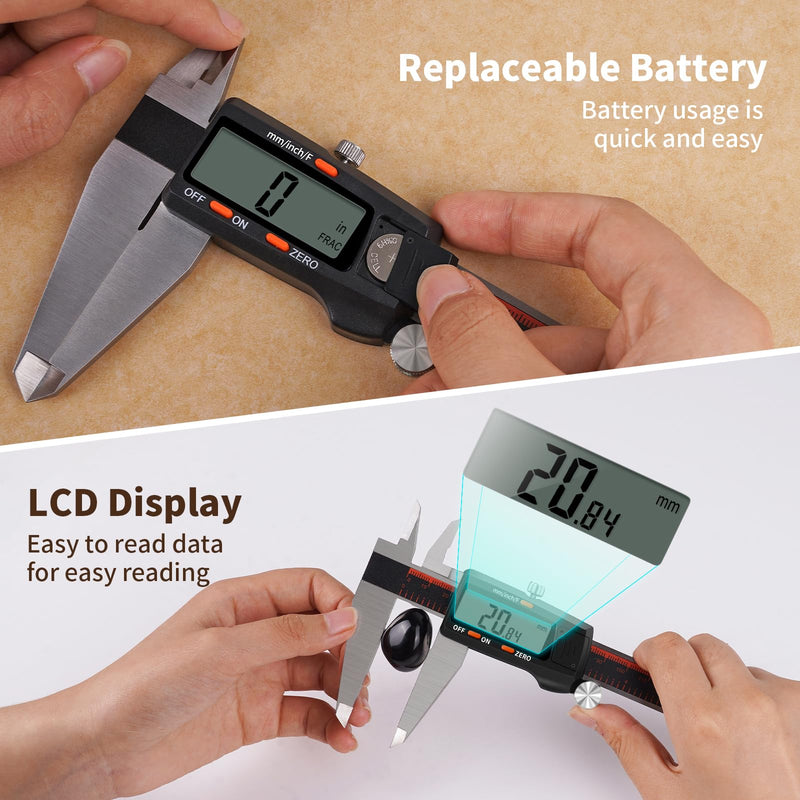 [Australia - AusPower] - Digital Caliper 12 Inch,HARDELL Caliper Measuring Tool with Large LCD Screen,Electronic Digital Vernier Caliper Auto-Off Feature,Inch/MM/Fraction,Digital Ruler for 3D Printing/Jewelers/Woodworkers 