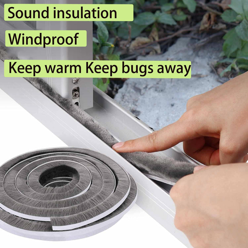 [Australia - AusPower] - Brush Weather Stripping Door Seal -Effective Weather Stripping for Doors & Windows, Insulation Strip for Gap Filling,Draft Stopper for Exterior Doors, Window Seal,and Conditioner,0.4 inx32.8FT 0.4 in x 0.4 in x 32.8 FT [Fiber Brush Weather Strip] 