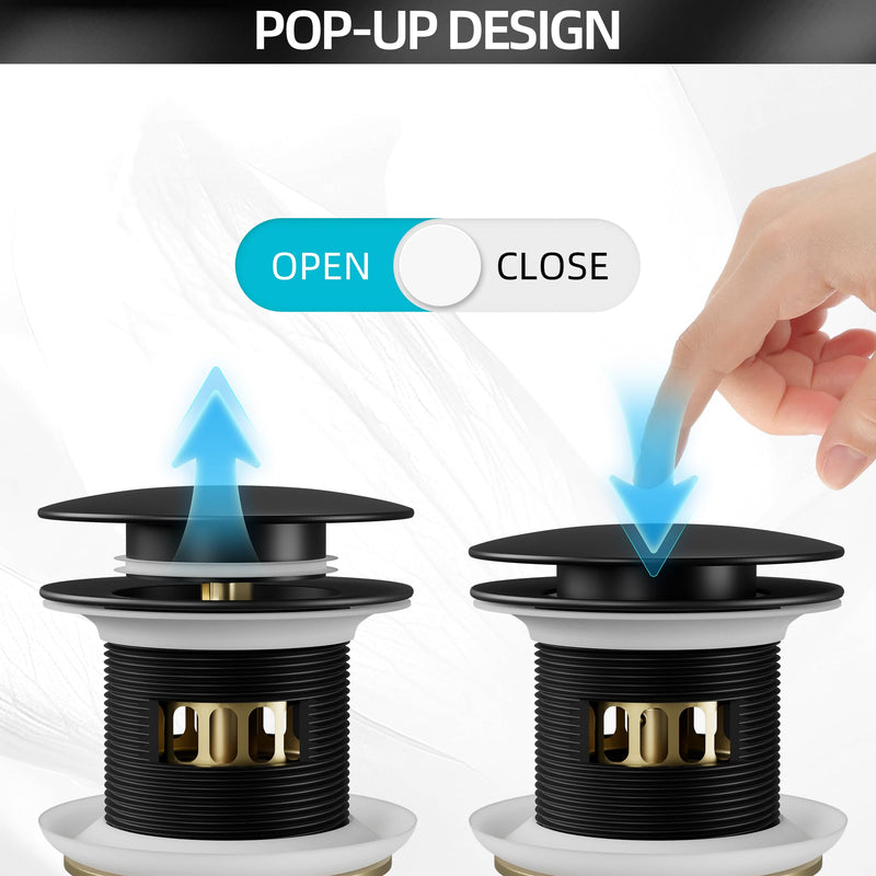 Tub Drain for Free Standing Tub with Pop-up Stopper Freestanding Tub Drain with Removable Basket,Upgraded Solid Brass Bathtub Drain with Overflow for Soaking Anti-Clog Watertight Matte Black