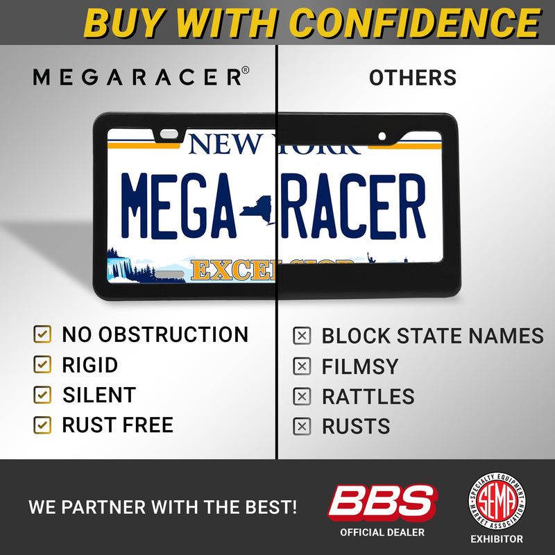 Premium Slim Matte Black License Plate Frames – 2 Pack, Rust-Free Stainless Steel & Rattle-Free, Street Legal, Universal with Screw Caps, Thin Metal Front & Rear Car Tag Holders for Men & Women 2 Piece