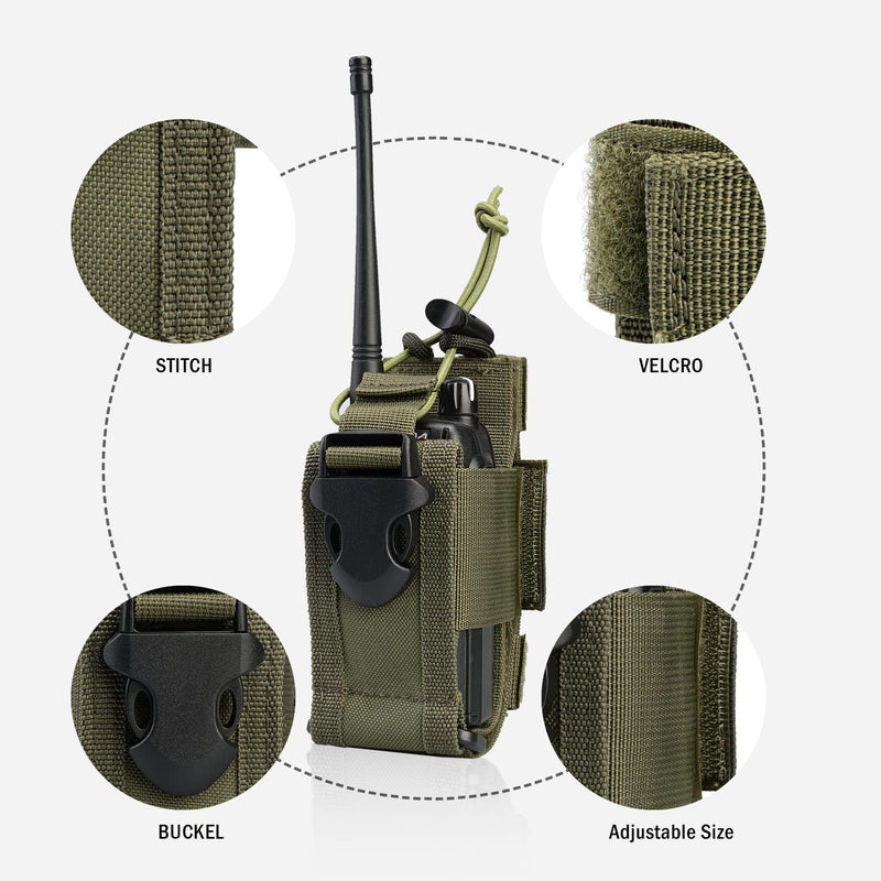 [Australia - AusPower] - VIPERADE Radio Holster, MOLLE Radio Pouch for Vest, Universal Walkie Talkie Holster Radio Holder for Duty Belt, Police Radio Holder Tactical Radio Pouch for Baofeng, Motorola OD Green 