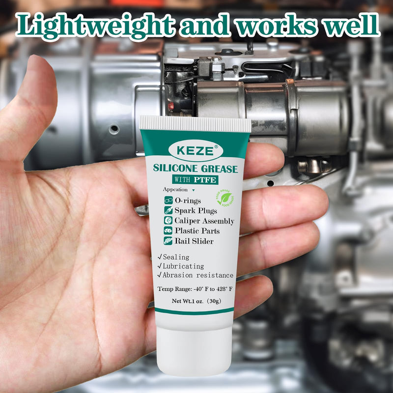 [Australia - AusPower] - KEZE Silicone Grease Tube PTFE Synthetic Lubricant Sliding Door Grease Automotive Lubrication RV Toilet Seal Lubricant for Plumbing Faucet O Rings Plastic Parts Rubber Seal 1 oz 4-Tube 4 oz Sillicone Grease with PTFE 