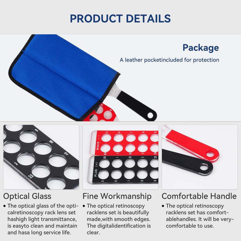 [Australia - AusPower] - Optical Retinoscopy The Quick Examination of Diopter of Spectacles 2 Bars 32 Lense Sphere Plastic Bar Ophthalmic Equipment Refraction Inspection +/- 0.5, 1, 1.5, 2, 2.5, 3, 3.5, 4-10, 12,15 