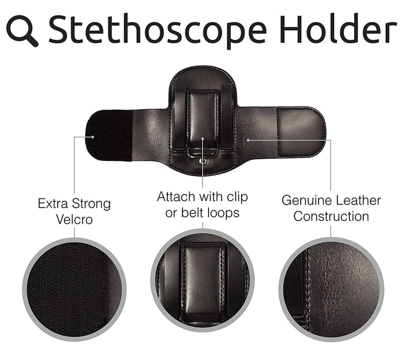 [Australia - AusPower] - Stethoscope Holder Thick 1/8" Leather with Velcro Closure and Padded Hip/Belt Clip (Pink) for Littmann - Genuine Leather Universal Stethoscope Holster 