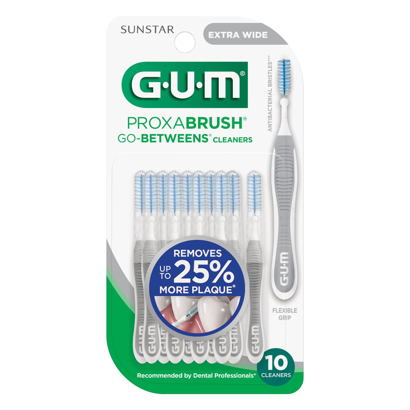 [Australia - AusPower] - GUM Proxabrush Go-Betweens - Extra Wide - Interdental Brushes - Soft Bristled Dental Picks for Plaque Removal Health - Safe for Braces & Dental Devices, 10 Count (Pack of 4) 10 Count (Pack of 4) 