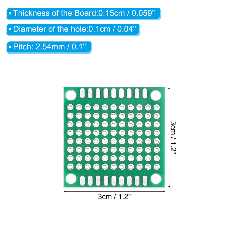 [Australia - AusPower] - PATIKIL 1.2" x 1.2" PCB Board Circuit, 24 Pcs Prototype Perfboard Solder Boards for DIY Soldering and Electronic Project Circuit Boards Solderable Breadboard, Green 