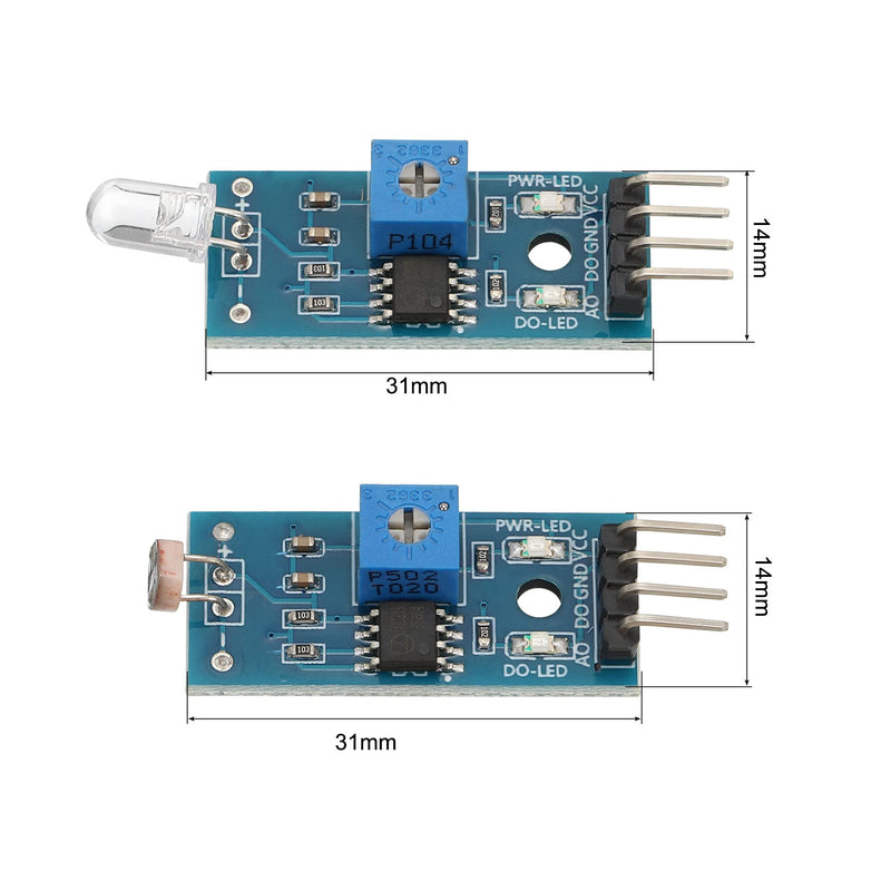 [Australia - AusPower] - MECCANIXITY 4 Terminals Photosensitive Diode Sensor and Photoresistor Sensor Module for Light Detection 1 Set 