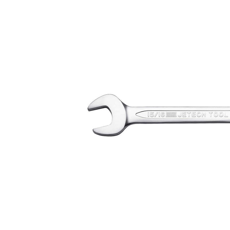 Jetech 15/16 Inch Combination Wrench - Industrial Grade Spanner with 12-Point Design, 15-Degree Offset, Made with Durable Chrome Vanadium Steel, SAE Single SAE 15/16"