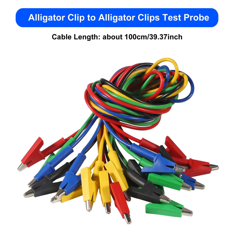 [Australia - AusPower] - UMLIFE 10PCS Dual Ended Alligator Clips Test Leads Set, 15A Test Lead Wire Cable with Insulators Clips Test Flexible Copper Cable for Electrical Testing (3.3ft/1m) 