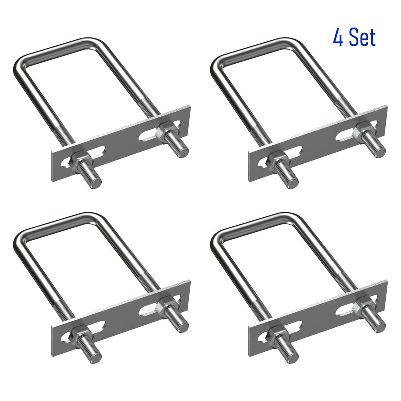 [Australia - AusPower] - 4 Sets 304 Stainless Steel Square U-Bolts Stainless with M8 Nuts, Frame Plate, Accessories for Automobiles Trailer, Boat Trailer Industrial Parts (50X120mm (W*L)) 50X120mm (W*L) 