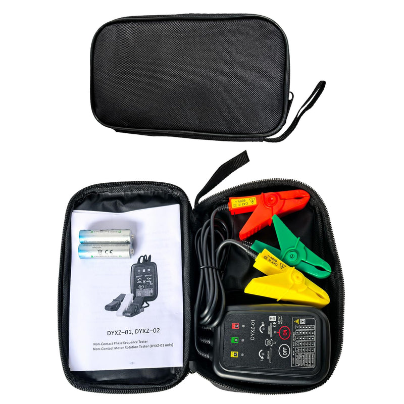 [Australia - AusPower] - Non-Contact 3 Phase Rotation Meter | Motor Rotation Tester for AC 70V-600V | Phase Sequence, Live Wire & Circuit Break Detector | Auto Power-Off, 20" Clamps | Professional Electrician Tool Kit 