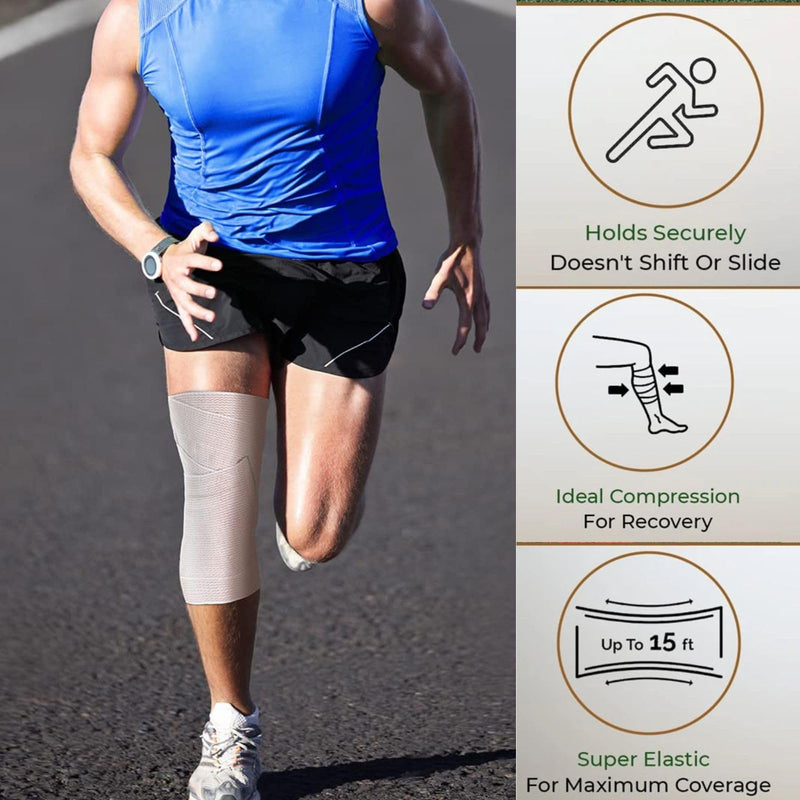 [Australia - AusPower] - Premium Elastic Bandage Wrap 6 inch Reusable 4 Pack Versatile Compression Wraps for Ankles, Wrists Knee, Tummy and Body Durable and Comfortable Compression Bandage Latex-Free (4 Pack) 