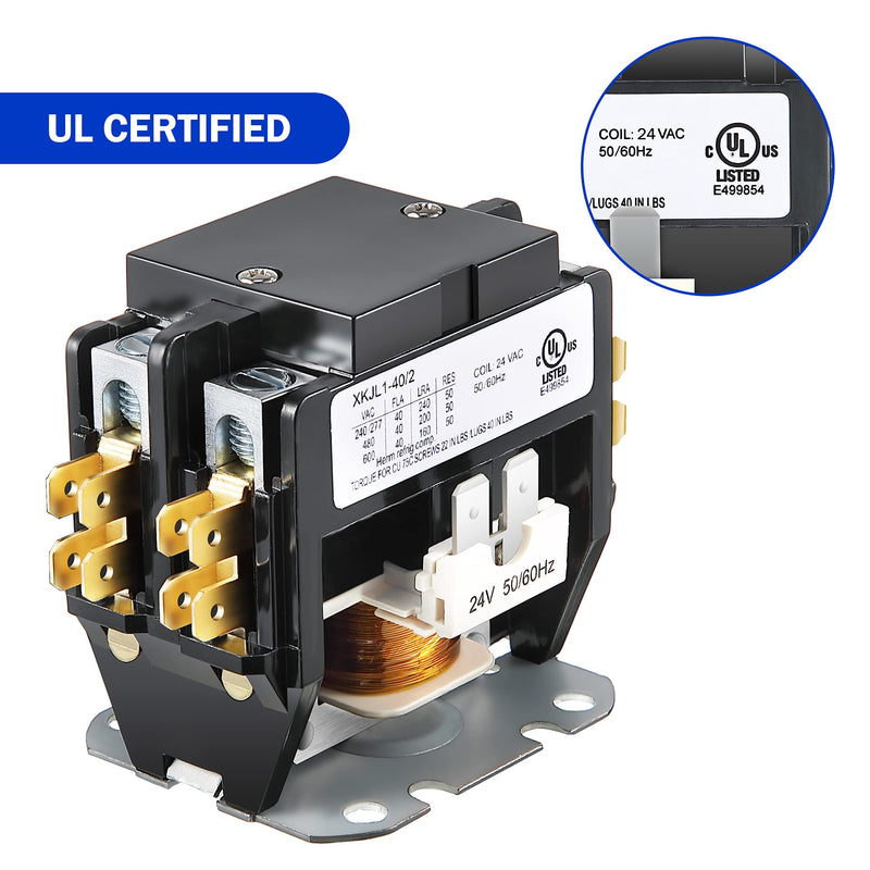 [Australia - AusPower] - 2 Pcs HVAC Motor Contactor, 24V Coil 2 Pole 40 Amp AC Contactor Furnace Replacement Relays, AC Definite Purpose HVAC Relays, Air Conditioner Condenser Compressor 