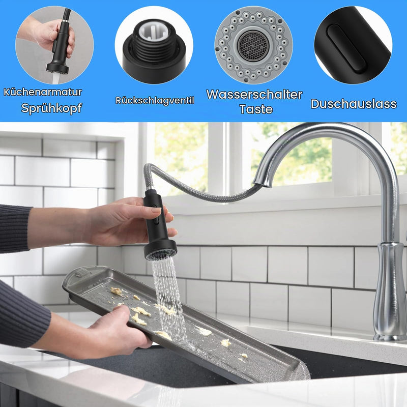 2 Modes Shower Head Kitchen Tap Attachment Kitchen Head Pull Out | Attachment Tap Kitchen Shower Kitchen Faucets Replacement Shower Head Replacement Hand Shower for Kitchen Faucet