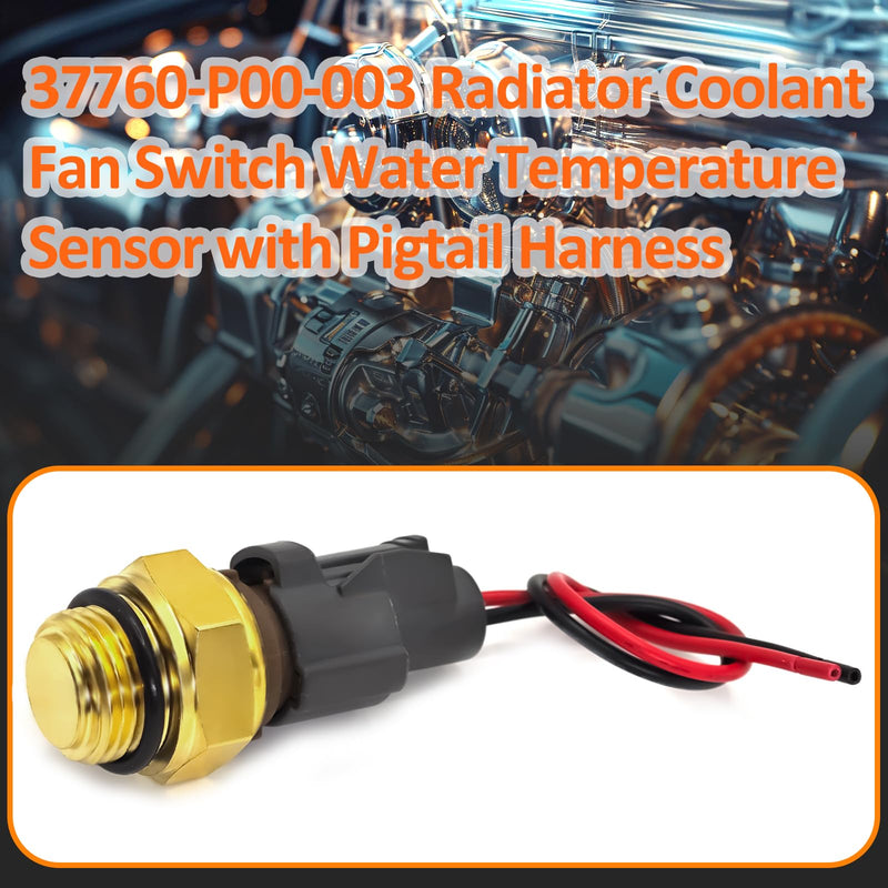 [Australia - AusPower] - Radiator Coolant Fan Switch 37760-P00-003 with Connector Pigtail Harness, Water Temperature Sensor Switch - Compatible with Honda Accord Civic CR-V Odyssey, Acura CL Integra RSX TL 