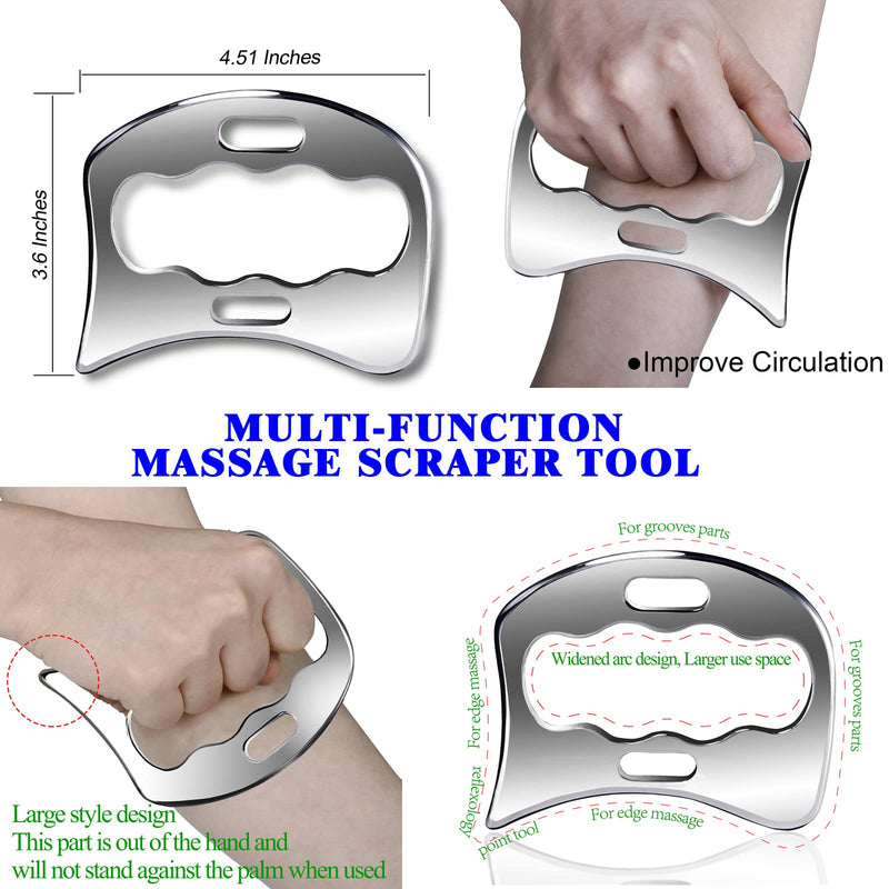 BYYDDIY 3 in 1 Stainless Steel Muscle Scraper Tools Set,Scraping Massage Tools for Physical Therapy,Derma Edge & GuaSha Massage Scraper Tool