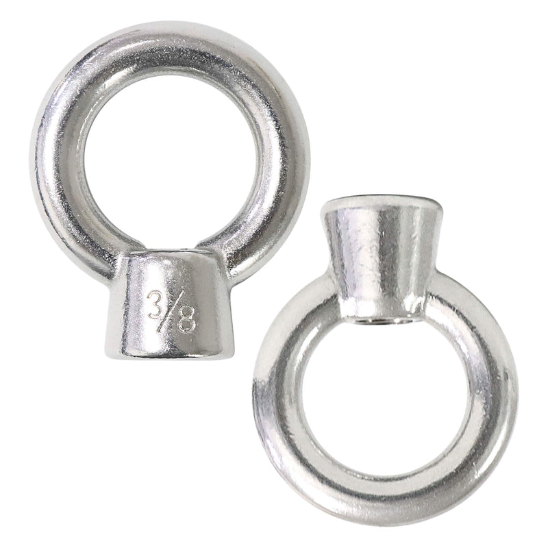 3/8" UNC Marine Grade Lifting Eye Nut, 316 Stainless Steel Threaded Nut Fastener, 4 Packs 3/8"