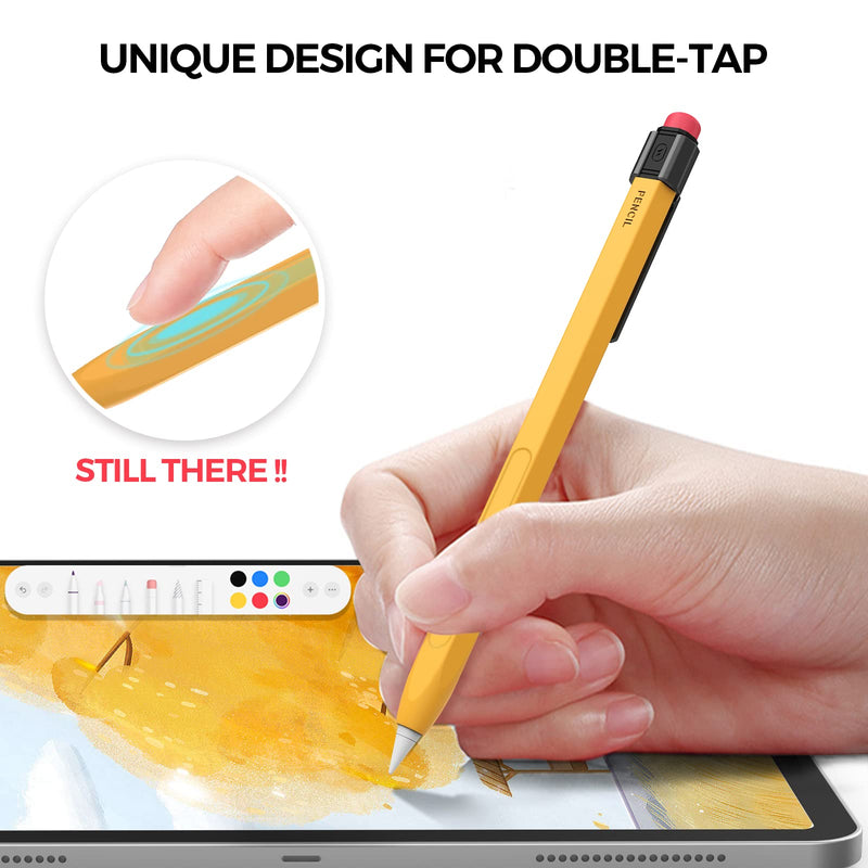 [Australia - AusPower] - iPencil Case Sleeve Silicone Protective Cover Perfect Grip Skin Classic Design with Sturdy Clip Compatible with Apple Pencil 2nd Generation (Classic) 