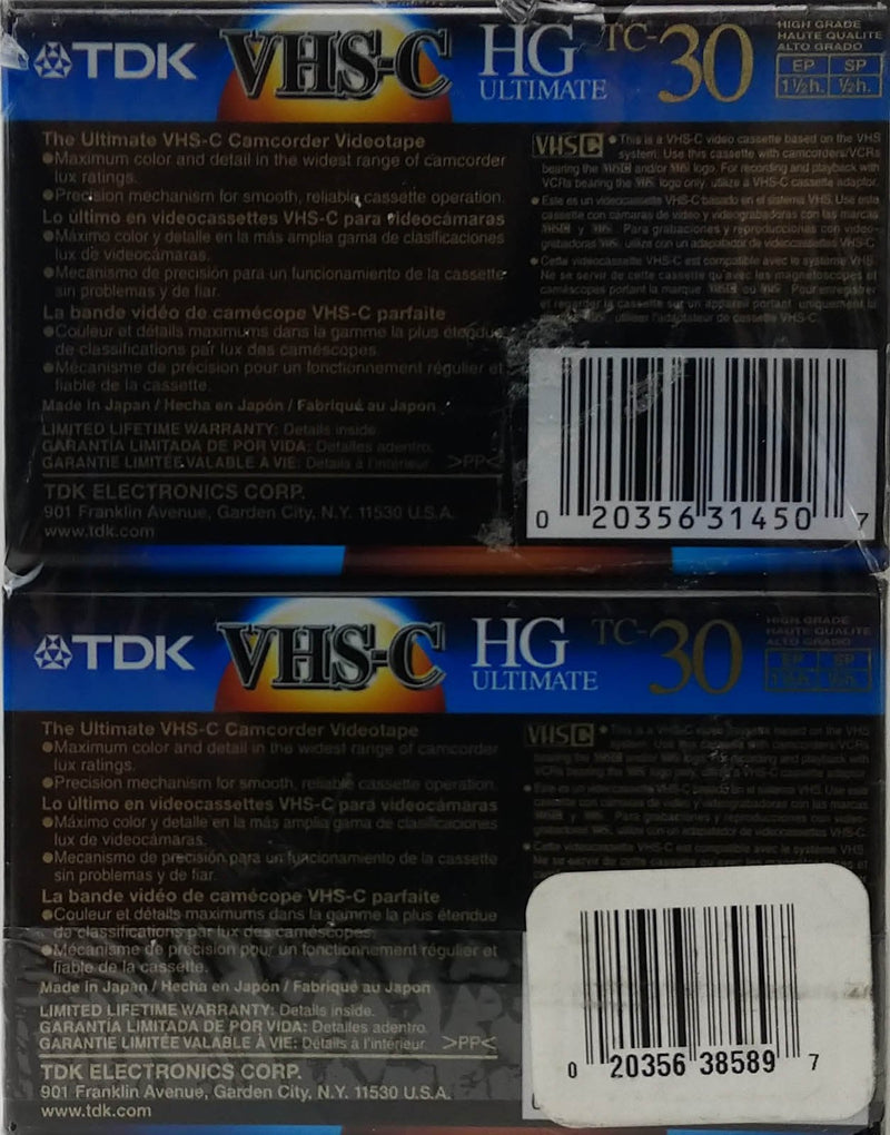 [Australia - AusPower] - TDK 30 Minute Vhs-c Hg Ulitimate 214777 Ep Sp 