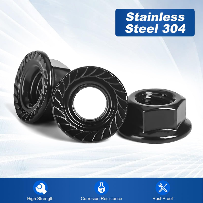 [Australia - AusPower] - 5/16-18 Serrated Flange Nuts Flanged Locknuts, Stainless Steel 18-8 Black Oxide, 25 PCS 5/16-18 