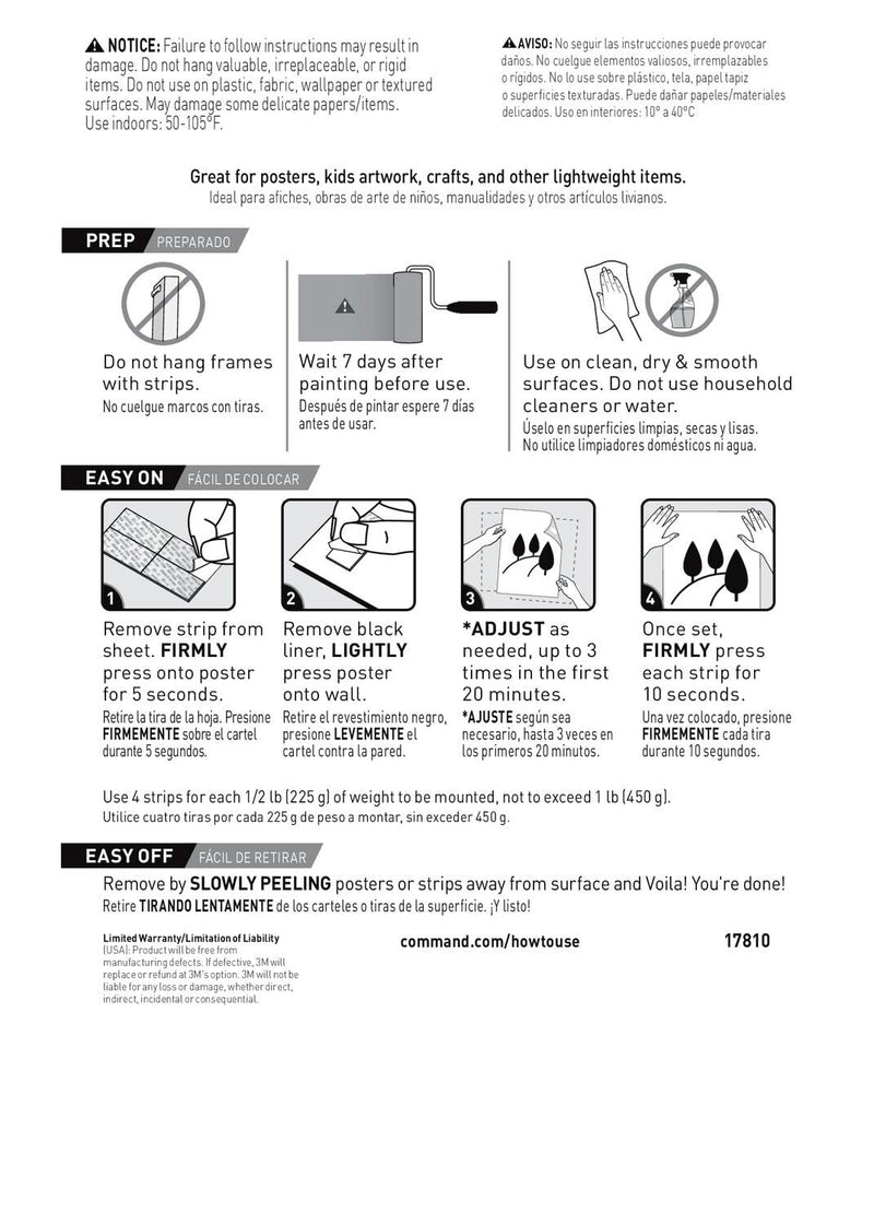 [Australia - AusPower] - Command Adjustables Poster Strips, Value Pack, Repositionable Poster Strips, 48 Strips 