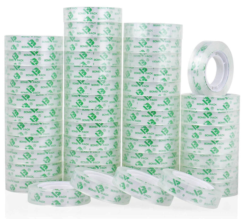 BOMEI PACK 48Rolls Crystal Clear Tape Refills for Dispenser, Bulk Office Transparent Tape for Home and School, 1/2Inch x 1000 inch 48