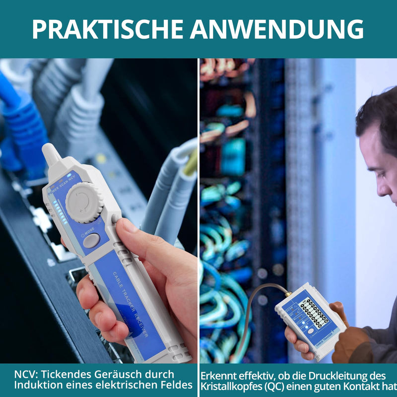 [Australia - AusPower] - YGiTK Network Cable Tester NCV Tester with LCD, Multifunctional Cable Tester, Cable CAT5 CAT6 CAT7 CAT8 Wire Network Tester, Wire Tracker Line Finder for Telephone Line Test, Continuity Test 