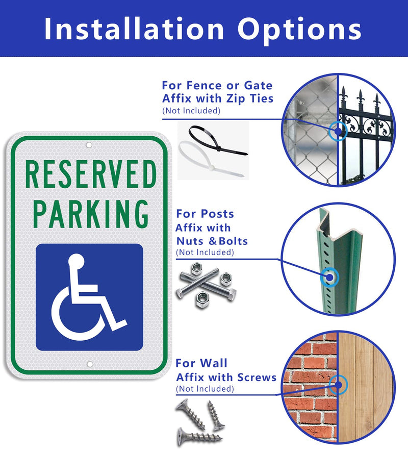 [Australia - AusPower] - Handicap Parking Sign-18 x 12 inch Aluminum Sign, with ADA Accessibility Symbol, Reserved Parking Sign, Engineer Grade Reflective Material, UV Protected and Weatherproof (Reflective-Blue) Reflective-Blue 