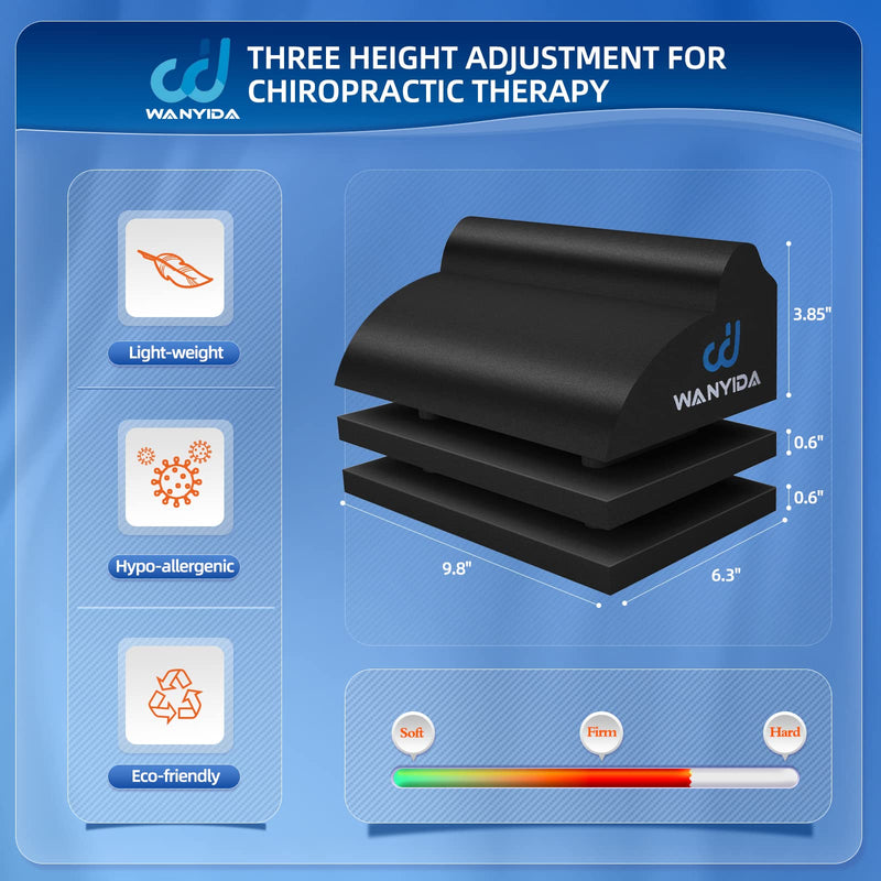 [Australia - AusPower] - WANYIDA Lumbar Orthotic Traction Roll Device, Lower Back Stretcher for Pain relief, Back Traction for Lumbar Decompression, 3 Height Adjustable Lumbar Stretcher, Chiropractic 