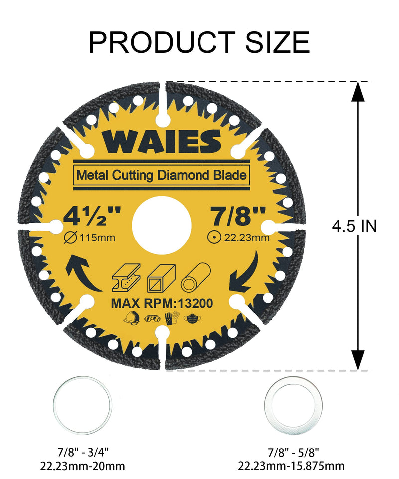 4-1/2 Inch Metal Cutting Diamond Blade for Angle Grinders, All Purpose Cut Off Wheels for Steel, Rebar, Sheet Metal, Angle Iron, Stainless Steel (3PCS) 3