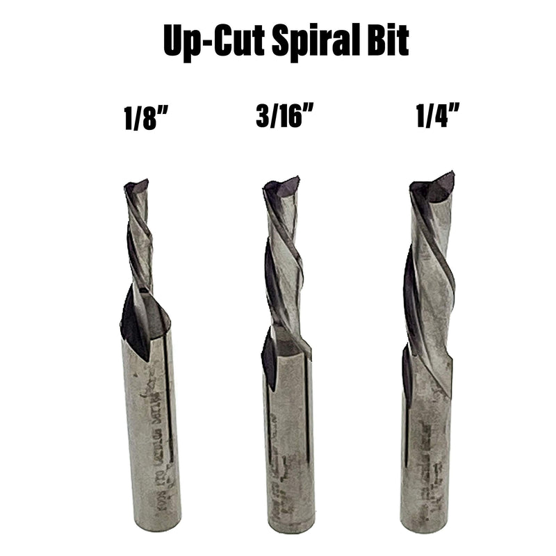 FOOS - Up Cut Spiral Router Bit Set - Solid Carbide - 1/4” Shanks - Veteran Owned (3pcs 1/4"; 3/16"; 1/8") 3pcs 1/4"; 3/16"; 1/8"