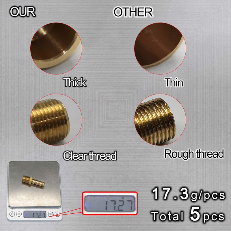 [Australia - AusPower] - 5pcs Brass Hose Barb Fittings 5/16 Inch Barb to 1/4 Inch Male NPT Thread Air Hose Fitting Adapter 5/16" Barb to 1/4" Male 