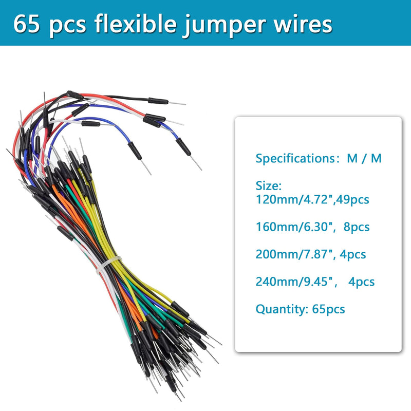 [Australia - AusPower] - 560 Pieces Jumper Wire Kit 14 Lengths Assorted Preformed Breadboard Jumper Wire+65 pcs Solderless Flexible Breadboard Jumper Wires +Alligator Clip Test Leads with Free Box&Tweezers 560pcs+65pcs+2pcs Alligator 