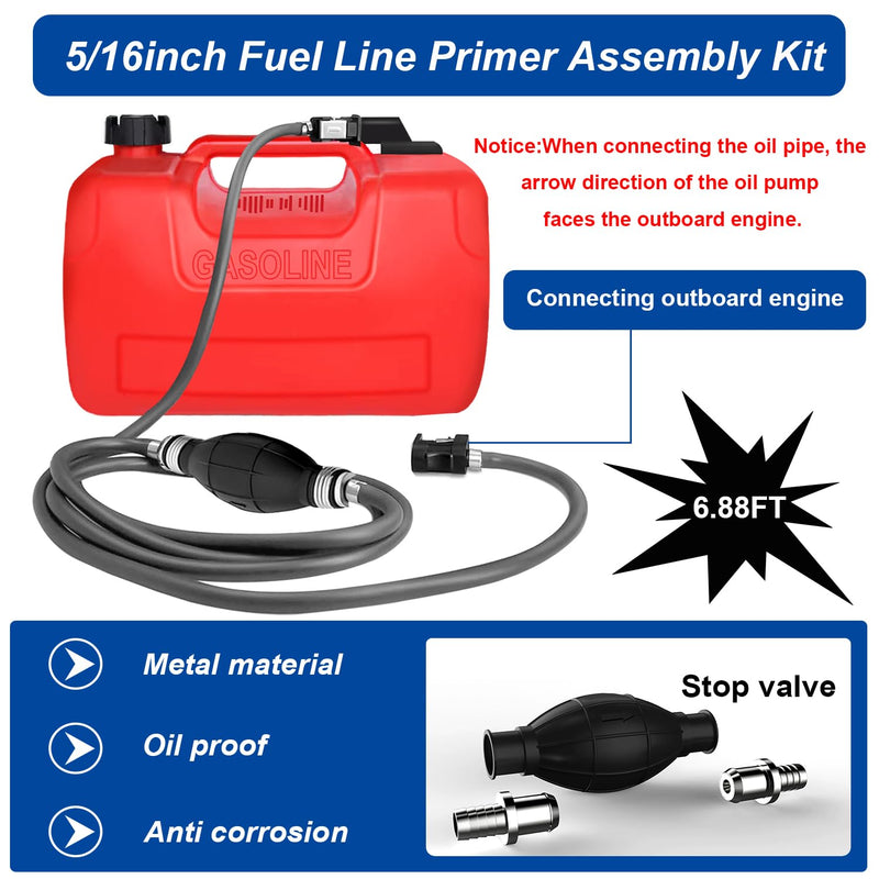Tnisesm Boat Fuel Line,Outboard Fuel Line,Marine Fuel Line,Boat Fuel Line with Bulb 5/16 Inch Hose x 6 Ft Gray